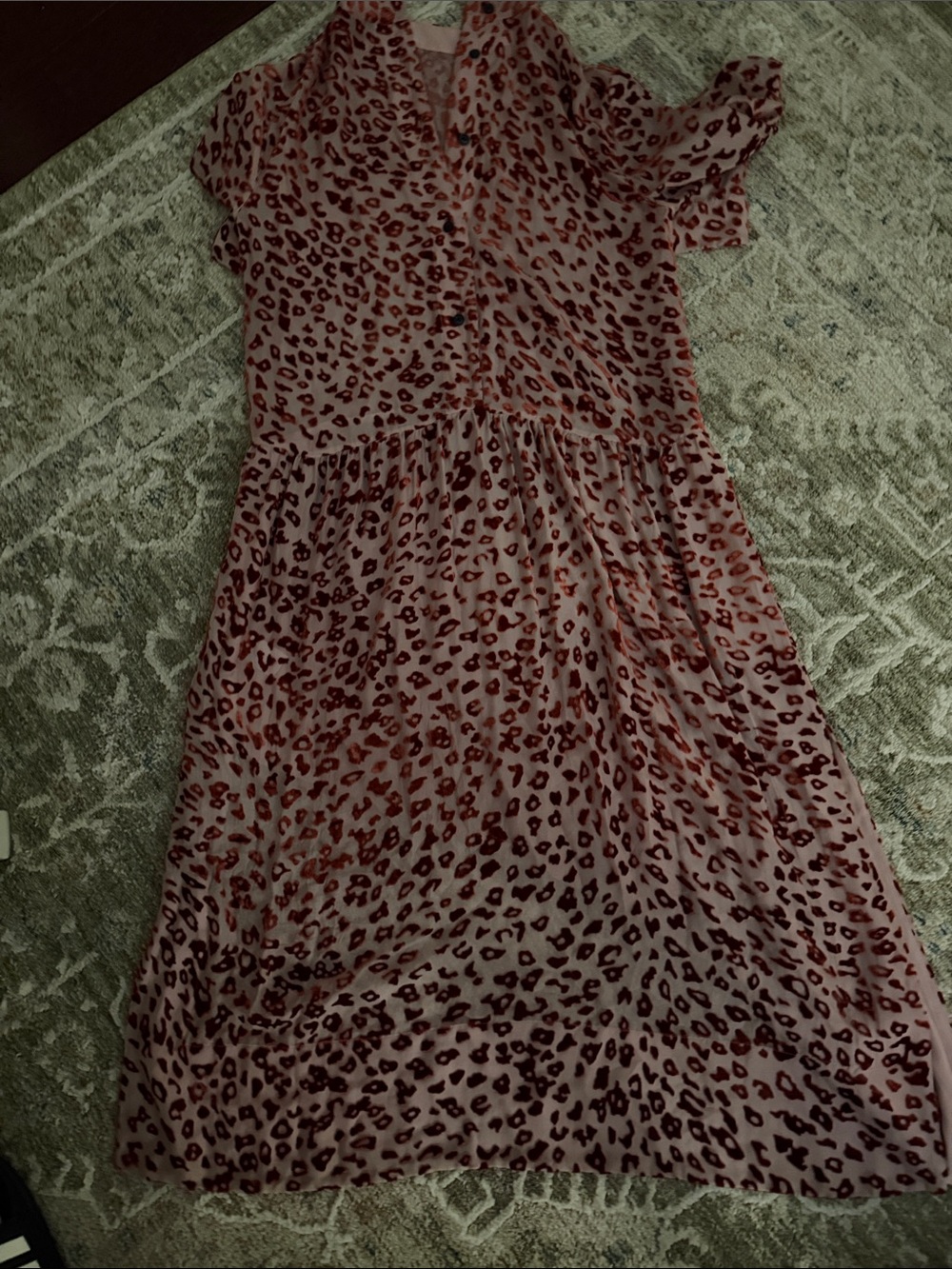 rag & bone Pink Leopard-Print Short-Sleeve Midi Dress